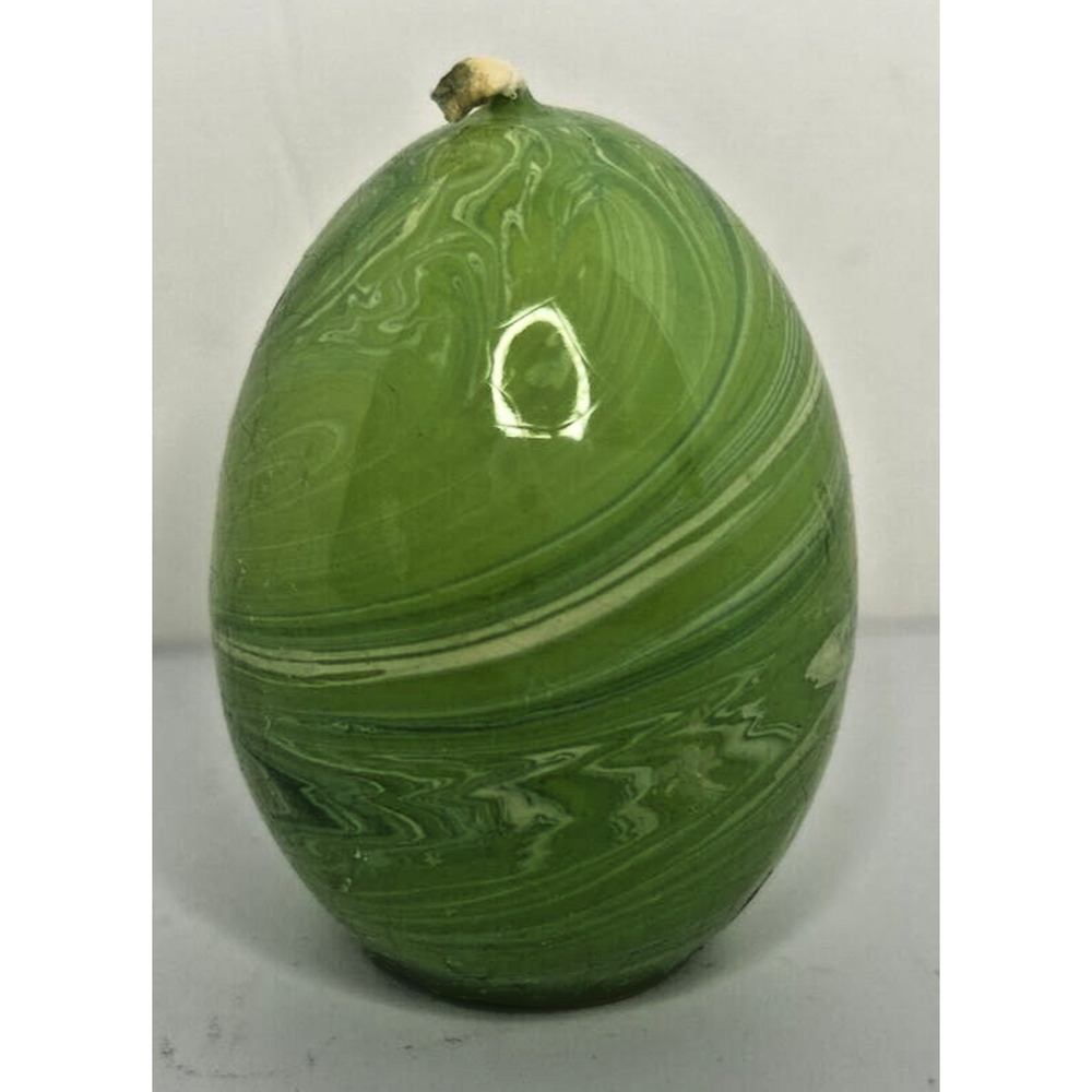 Vintage HSI Green Swirl Easter Egg Candle 2.5" SKU H345